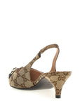 Gucci Beige Polyester Mid Heel Pumps