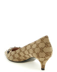 Gucci Beige Polyester Mid Heel Pumps