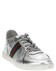 Gucci Silver Lamb Leather Low Top Sneakers