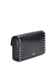 Valentino Garavani Black Calf Leather Bos Taurus Shoulder Bag