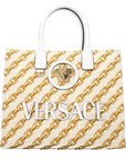 Versace Beige Fabric Handbag