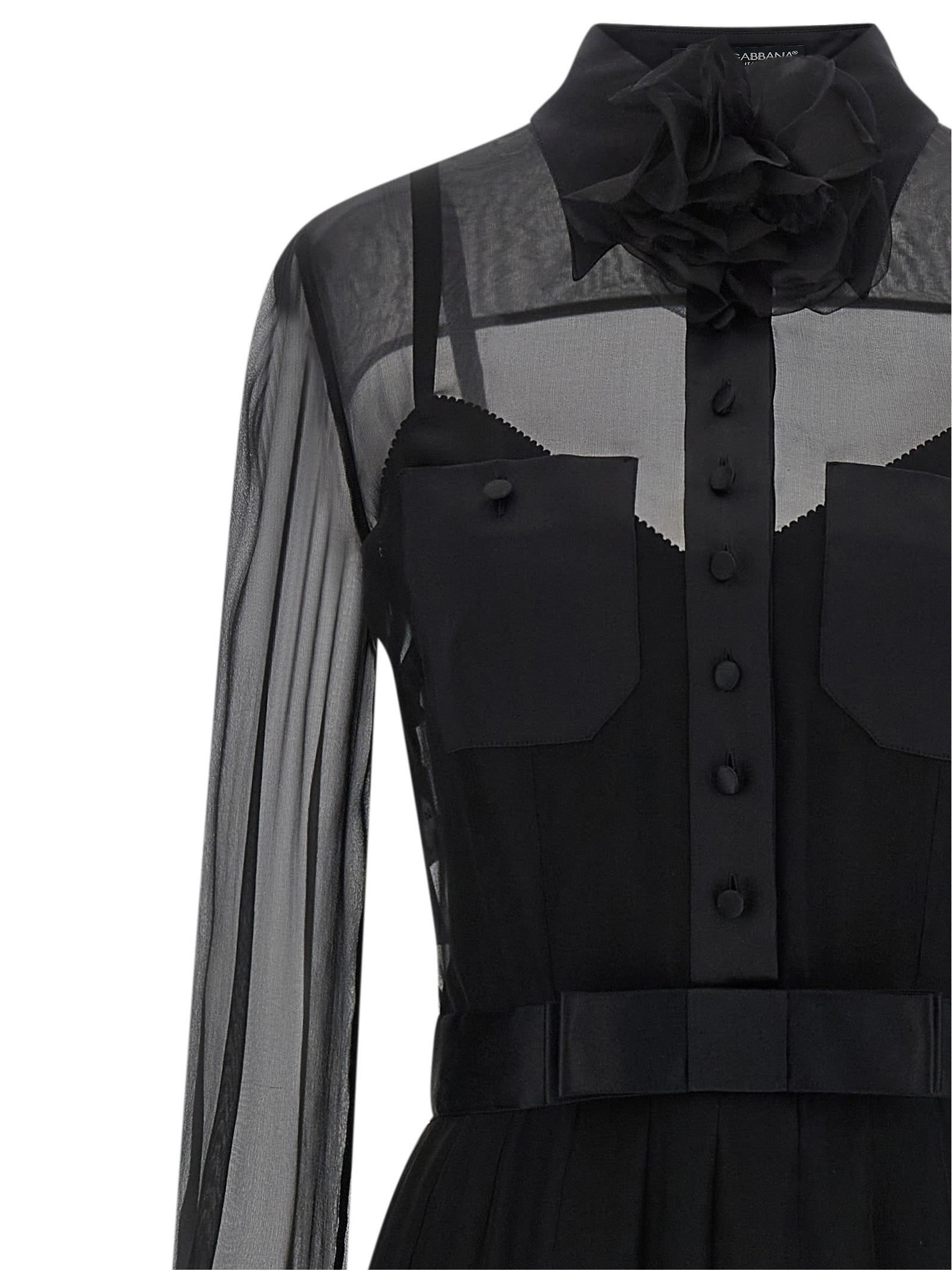 Dolce &amp; Gabbana Black Silk Midi Dress