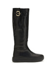 Chloé Black Calf Leather Bos Taurus Flat Boots