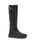 Chloé Black Calf Leather Bos Taurus Flat Boots