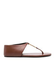 Saint Laurent Brown Lamb Leather Flip-Flop Sandals