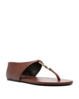 Saint Laurent Brown Lamb Leather Flip-Flop Sandals