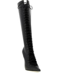 LE SILLA Black Lamb Leather Over The Knee