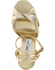 Jimmy Choo Gold Tencel Stiletto Heel Sandals