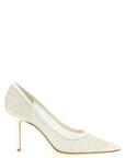 Jimmy Choo White Tencel High Heel Pumps