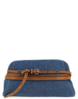 Moschino Blue Cotton Clutch Bag