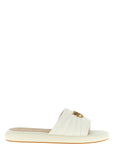 PINKO White Lambskin Slides