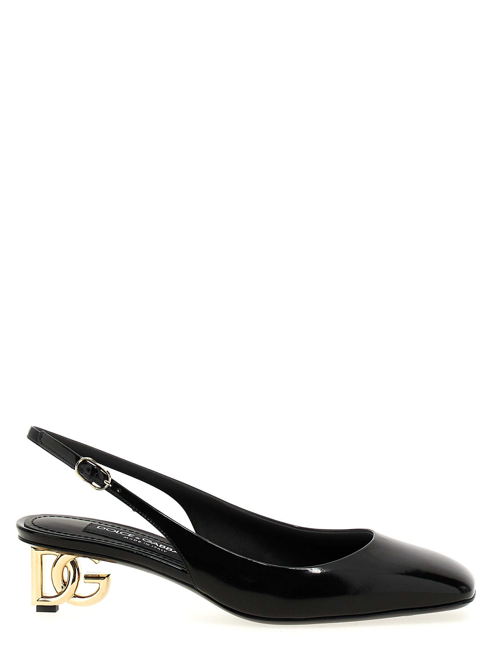 Dolce &amp; Gabbana Black Calfskin Mid Heel Pumps