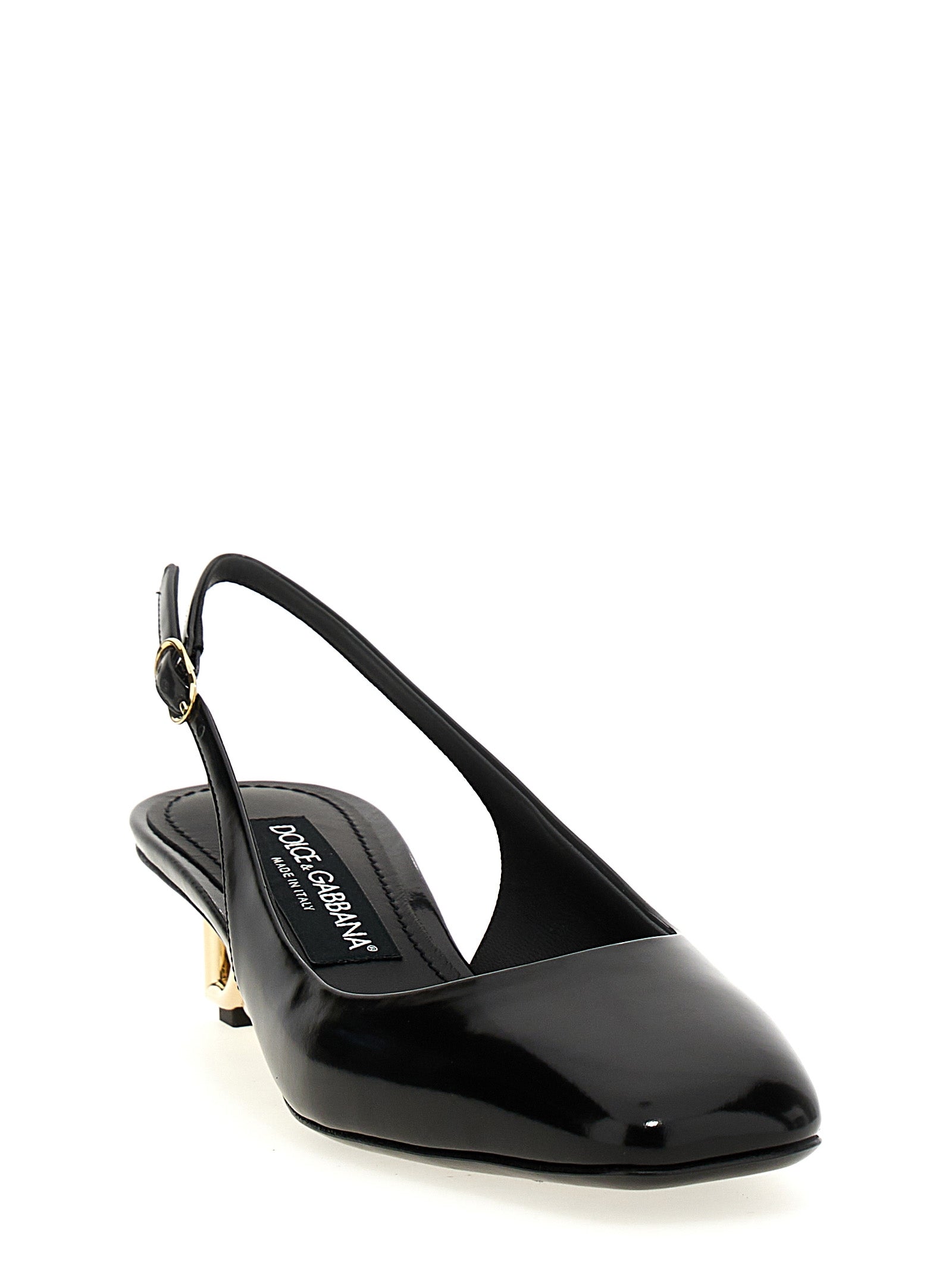 Dolce &amp; Gabbana Black Calfskin Mid Heel Pumps