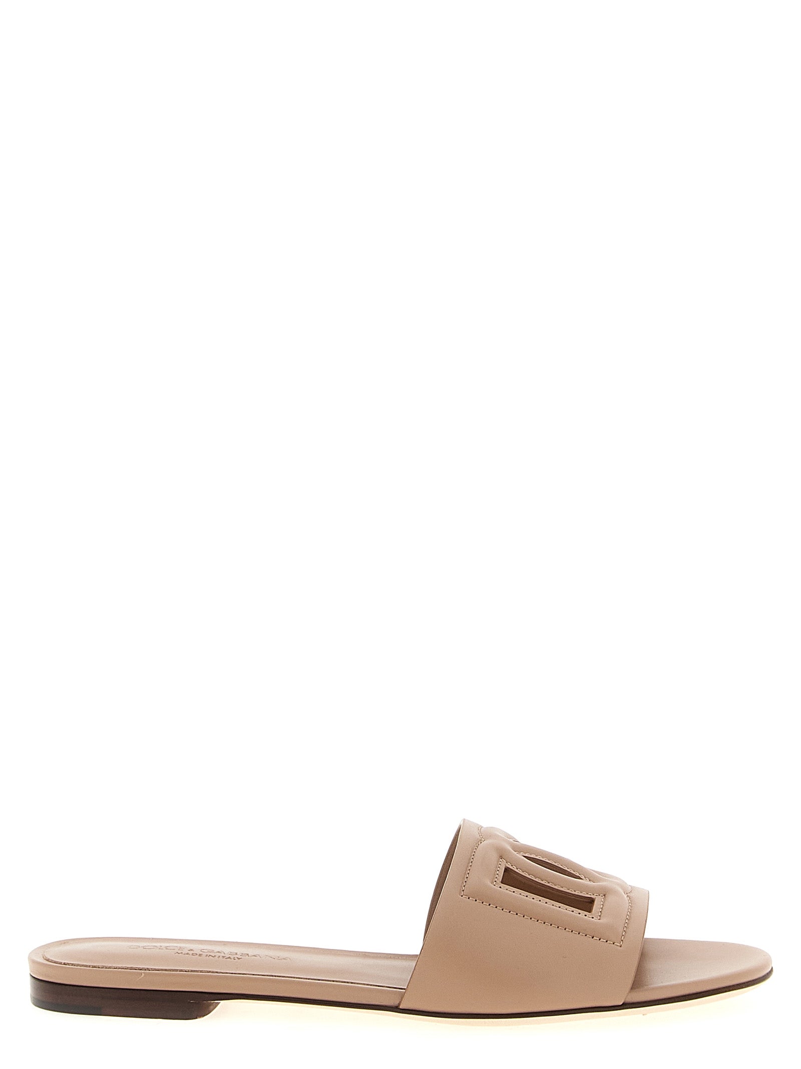 Dolce &amp; Gabbana Beige Calfskin Slides