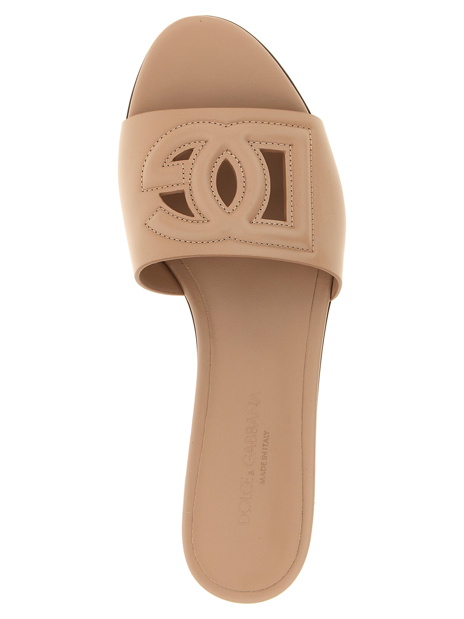 Dolce &amp; Gabbana Beige Calfskin Slides