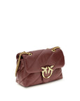 PINKO Bordeaux Calf Leather Bos Taurus Shoulder Bag