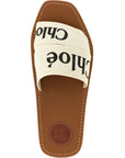 Chloé White Linen Flat Sandals