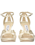 Jimmy Choo Beige Satin Platform Sandals