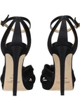 Jimmy Choo Black Satin Platform Sandals