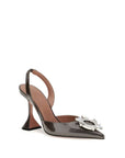 Amina Muaddi Brown Calf Leather Bos Taurus High Heel Pumps