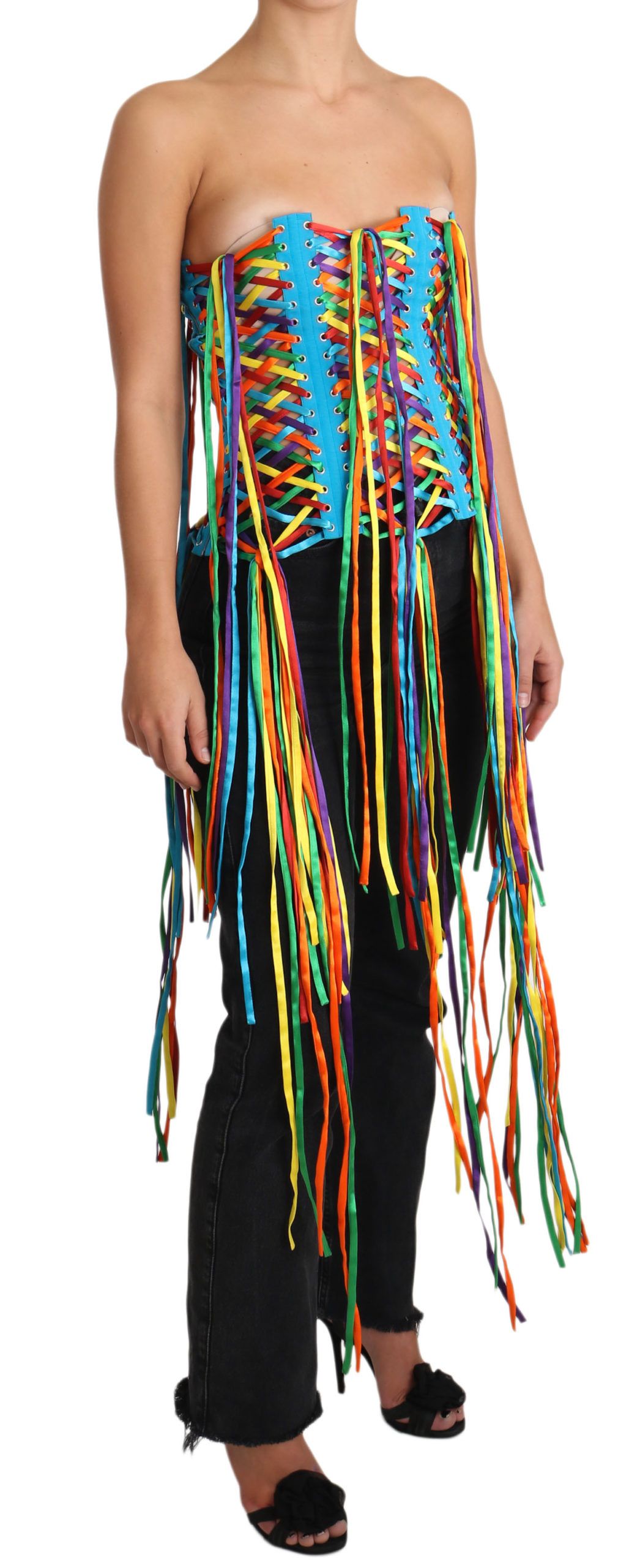Dolce &amp; Gabbana Multicolor Strings Bustier Polyester Corset  Top