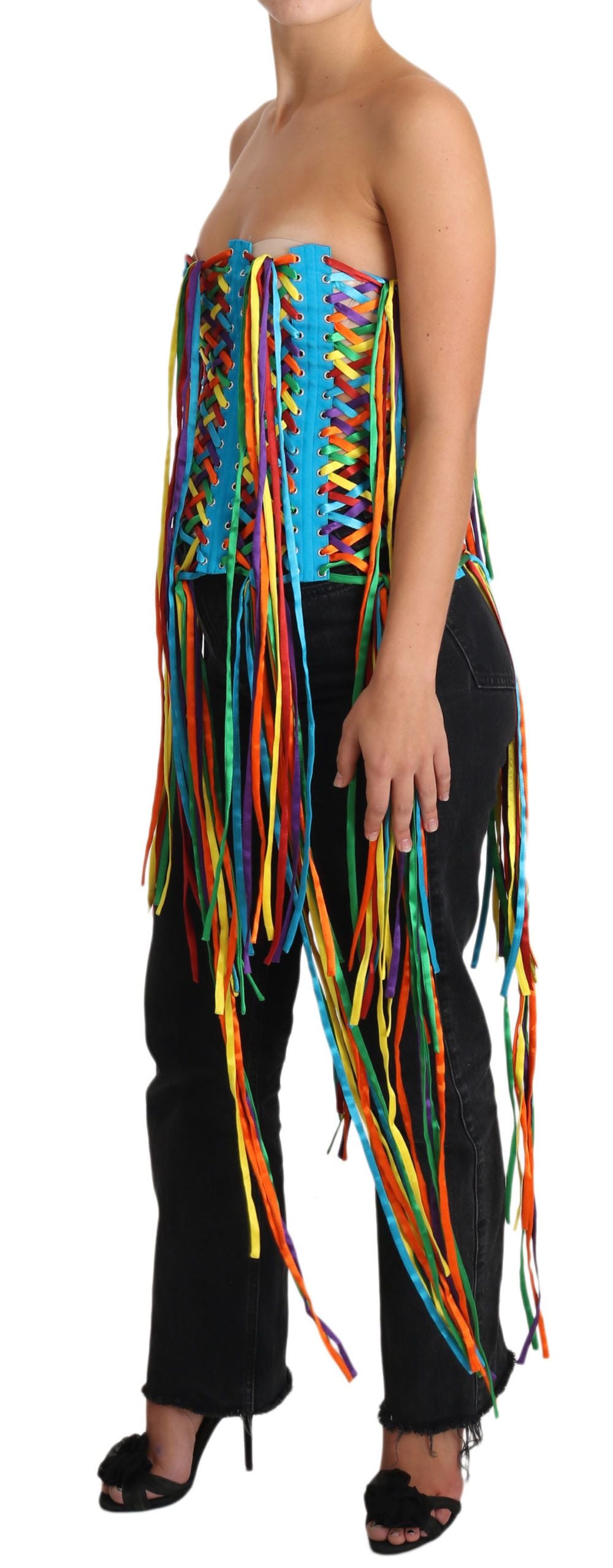 Dolce &amp; Gabbana Multicolor Strings Bustier Polyester Corset  Top