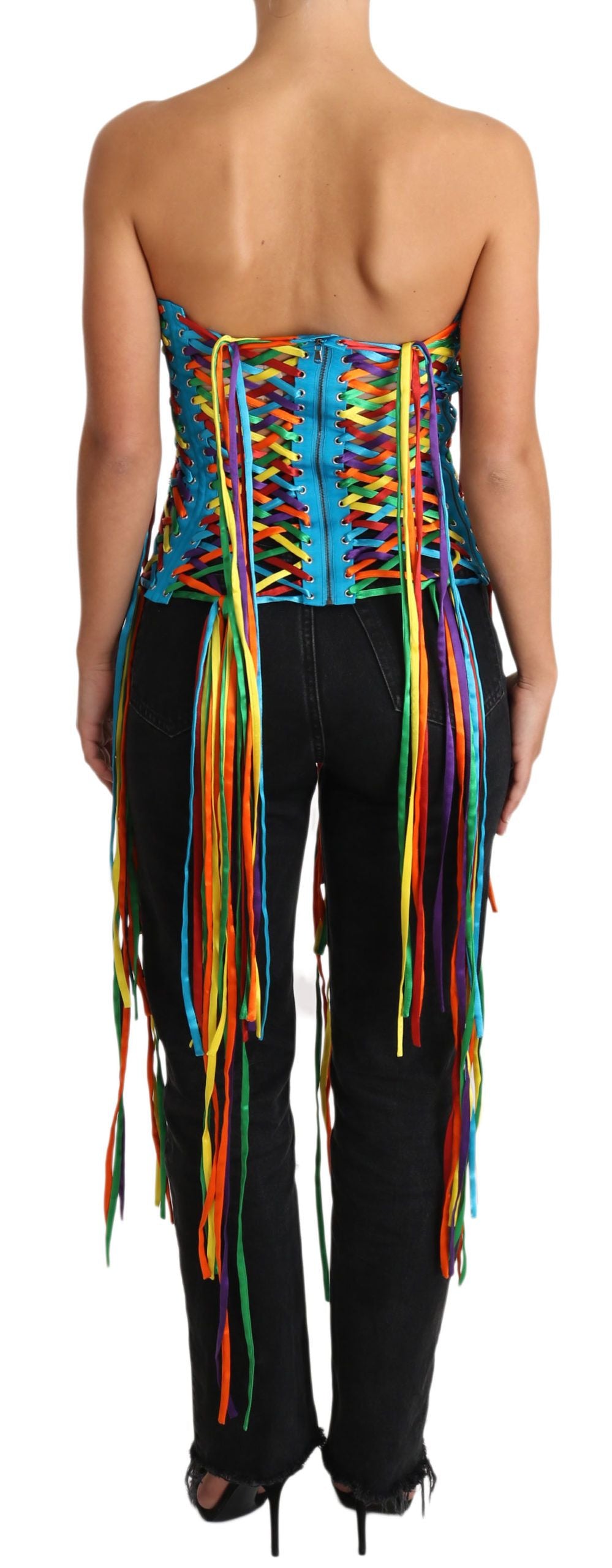 Dolce &amp; Gabbana Multicolor Strings Bustier Polyester Corset  Top