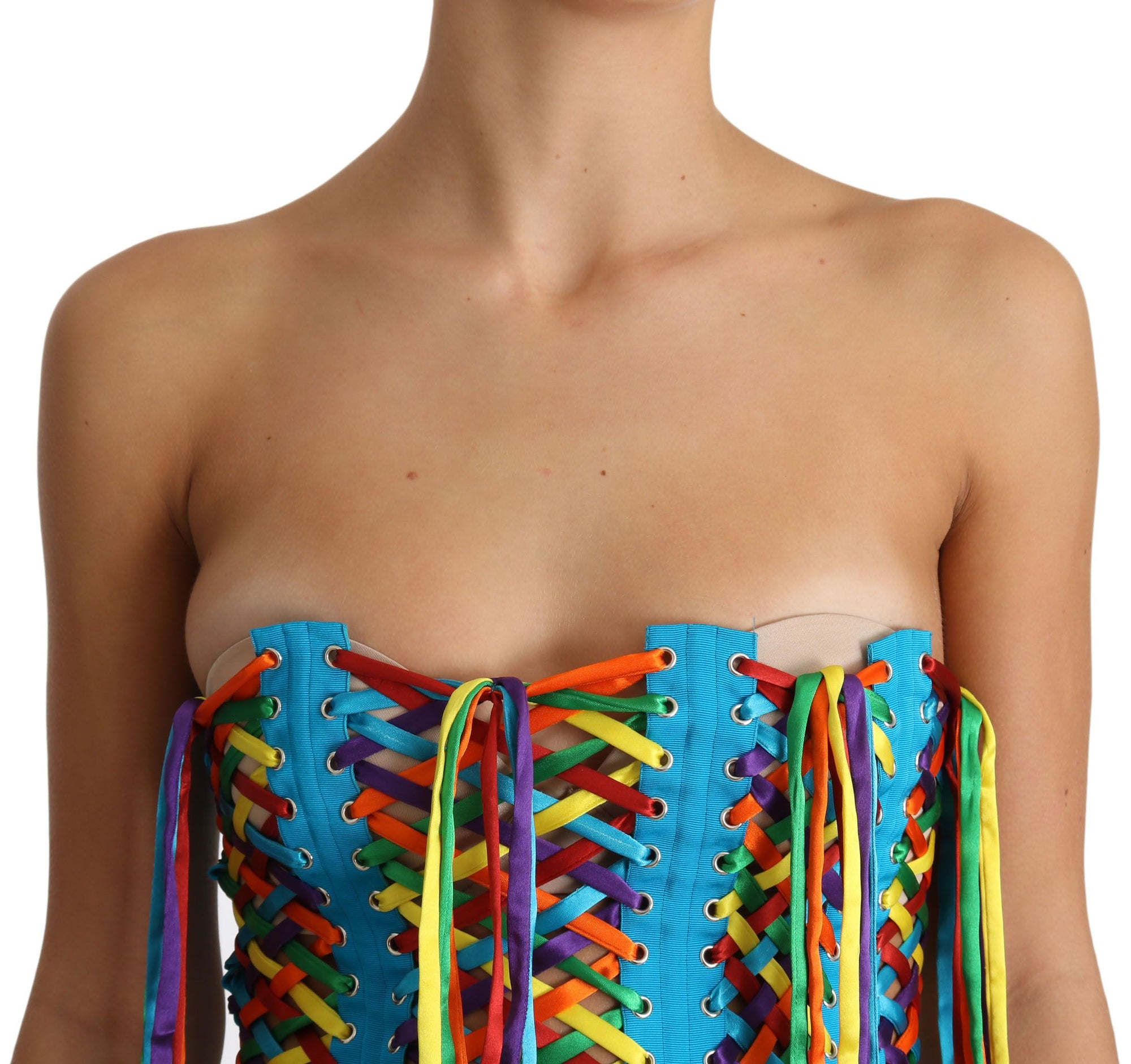 Dolce &amp; Gabbana Multicolor Strings Bustier Polyester Corset  Top
