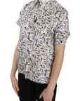 Dolce & Gabbana Trumpet Print Button Front Silk Top Blouse