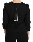 Dolce & Gabbana Black Floral Lace Zipper Top Blouse
