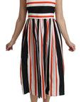 Dolce & Gabbana Multicolor Stripes A-Line Pleated Midi Dress