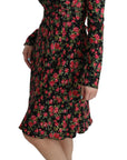 Dolce & Gabbana Black Floral Longsleeve Knee Length Dress