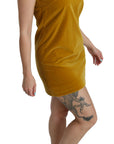 Dolce & Gabbana Mustard Velvet Stretch Shift Mini Dress
