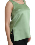 Dolce & Gabbana Green Sleeveless 100% Silk Top Tank Blouse