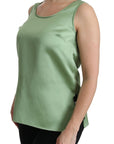 Dolce & Gabbana Green Sleeveless 100% Silk Top Tank Blouse