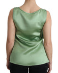 Dolce & Gabbana Green Sleeveless 100% Silk Top Tank Blouse