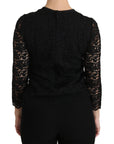Dolce & Gabbana Black Lace Long Sleeve Nylon Blouse