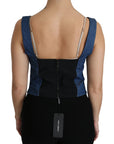 Dolce & Gabbana Blue Sleeveless Bustier Blouse Cotton Top
