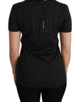 Dolce & Gabbana Black Dotted Crewneck Cotton Top T-shirt