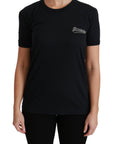 Dolce & Gabbana Blue Amore Patch Crewneck Cotton Top T-shirt