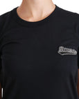 Dolce & Gabbana Blue Amore Patch Crewneck Cotton Top T-shirt