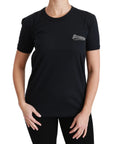 Dolce & Gabbana Blue Amore Patch Crewneck Cotton Top T-shirt