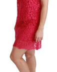 Dolce & Gabbana Pink Floral Lace Shift Gown Mini Dress