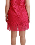 Dolce & Gabbana Pink Floral Lace Shift Gown Mini Dress