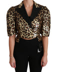 Dolce & Gabbana Blazer Gold Leopard Sequined Jacket