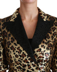 Dolce & Gabbana Blazer Gold Leopard Sequined Jacket