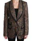 Dolce & Gabbana Gold Black Lace Blazer Coat Floral Jacket
