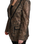 Dolce & Gabbana Gold Black Lace Blazer Coat Floral Jacket