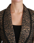 Dolce & Gabbana Gold Black Lace Blazer Coat Floral Jacket
