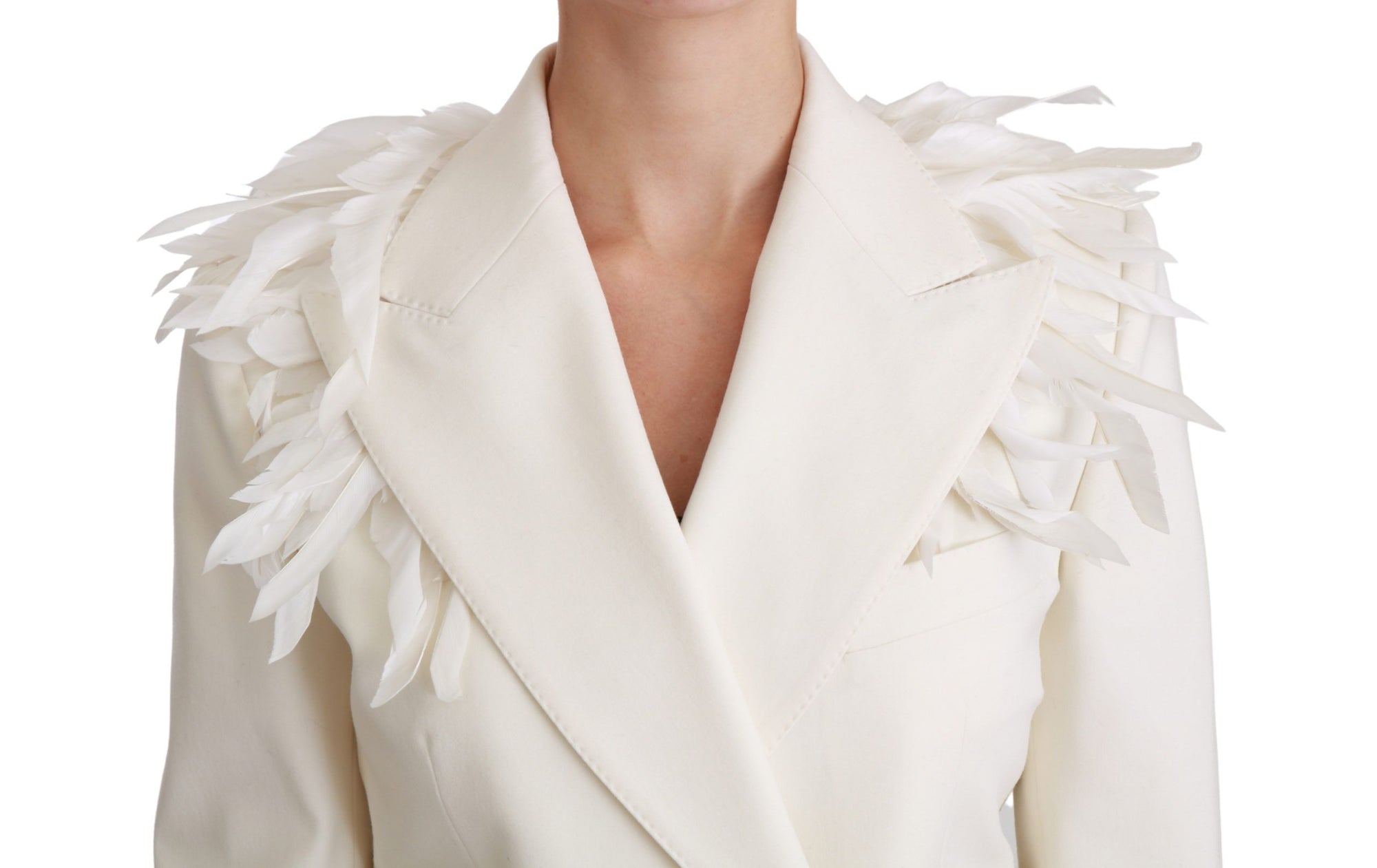 Dolce &amp; Gabbana White Double Breasted Coat Wool Jacket